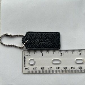 Coach Hangtag in Black Leather with Silver Chain